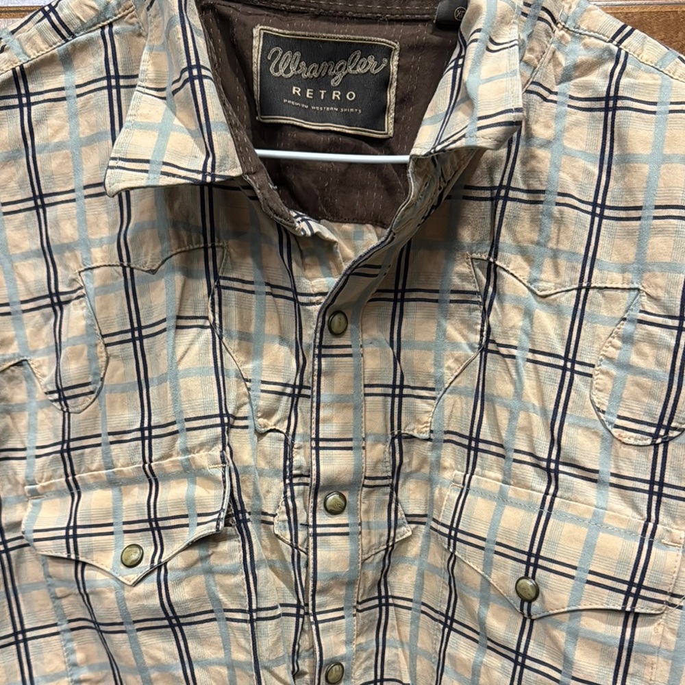 Wrangler Retro Plaid Shirt - Beige and Blue